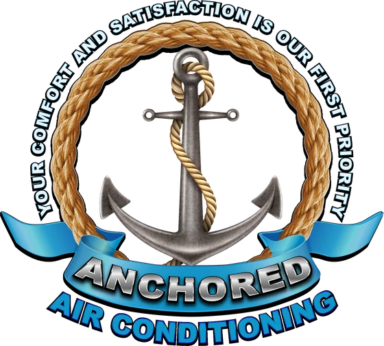 Anchored A/C & Heating logo: anchor and rope, Your comfort and satisfaction is our first priority